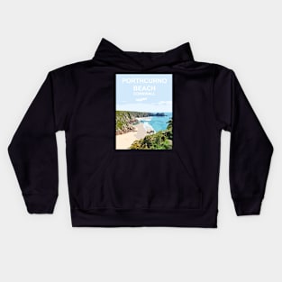 Porthcurno Beach, Cornwall. Cornish gift. Kernow fishing harbour Kids Hoodie